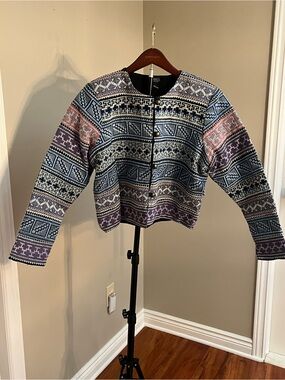 J. Peterman Multicolor Patterned Cropped woven Jacket